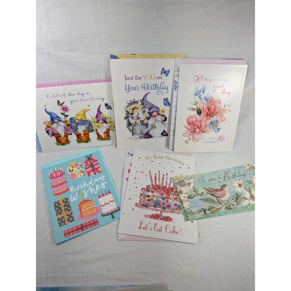 Assorted Birthday Greeting Cards With Colorful Matching Envelopes Lot Of 14